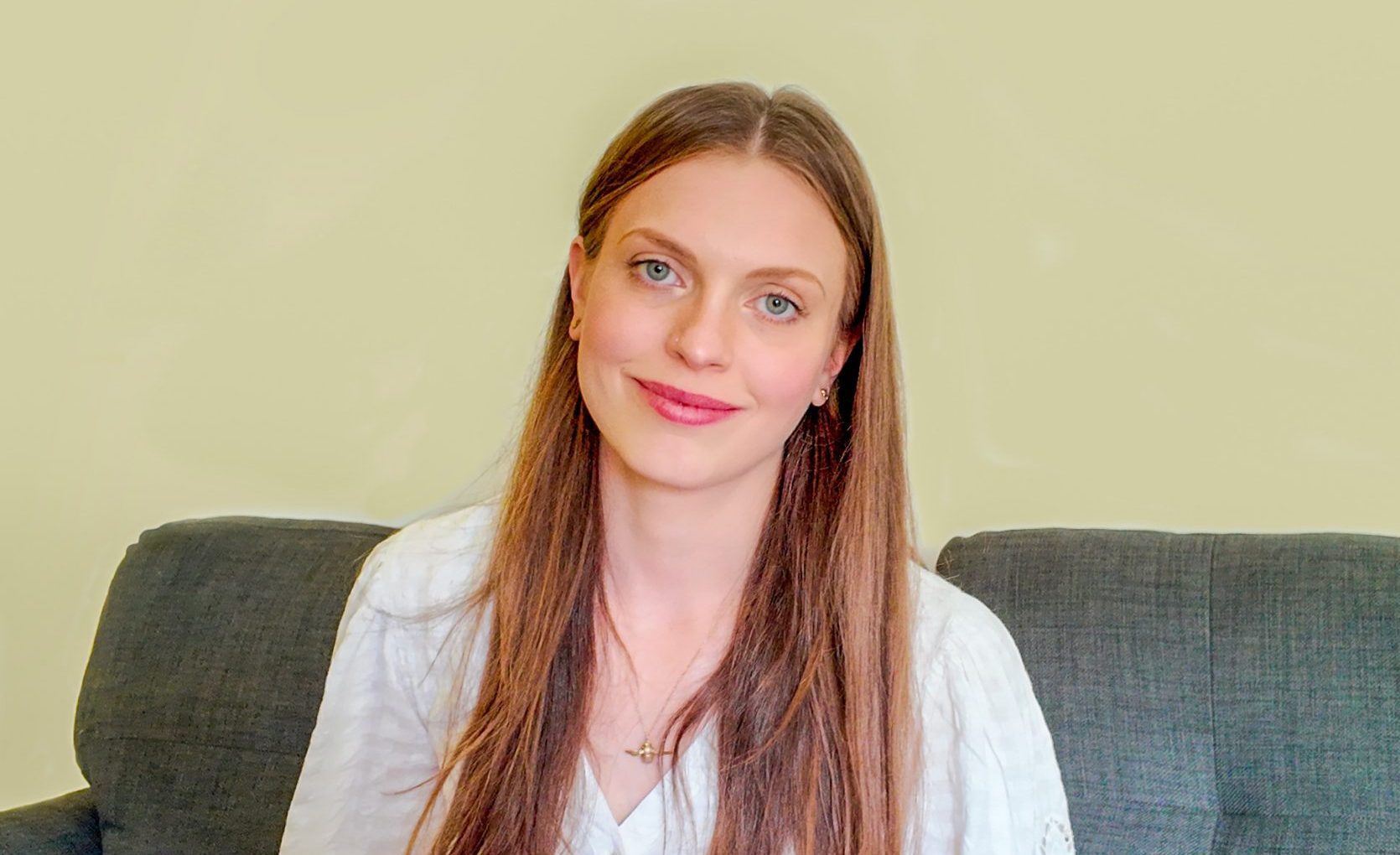 Headshot of Megan Baldry, perinatal Counsellor and Psychotherapist, wearing a white top